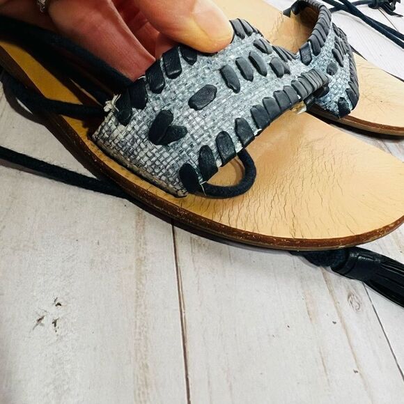 Jack Rogers Women's Blue Tasseled Ankle Wrap Sandals Size 6.5 - Picture 3 of 9